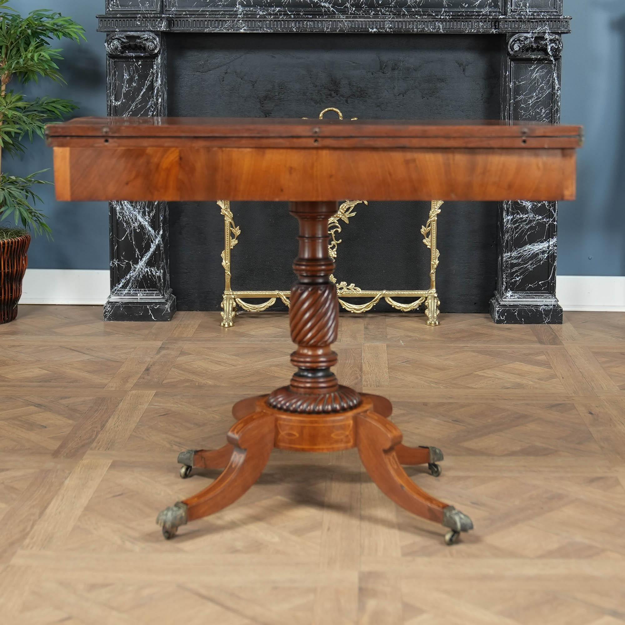 NVIN0570 Mesa de juego antigua de caoba con bandas Caoba en venta
