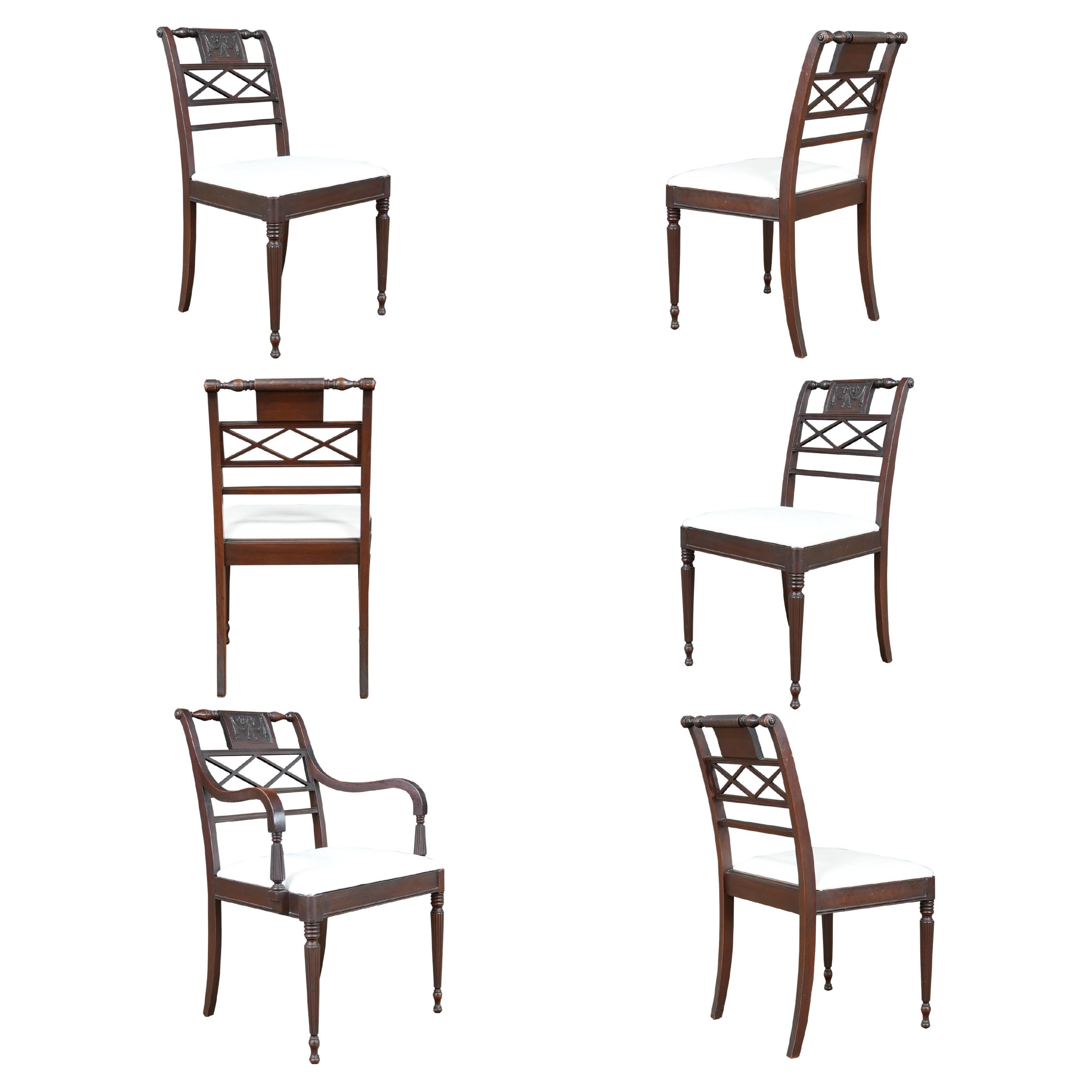 NVIN0571 Ensemble ancien de 6 chaises de style Feder en vente