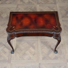 NVIN0574 Vintage Leather Top Game Table