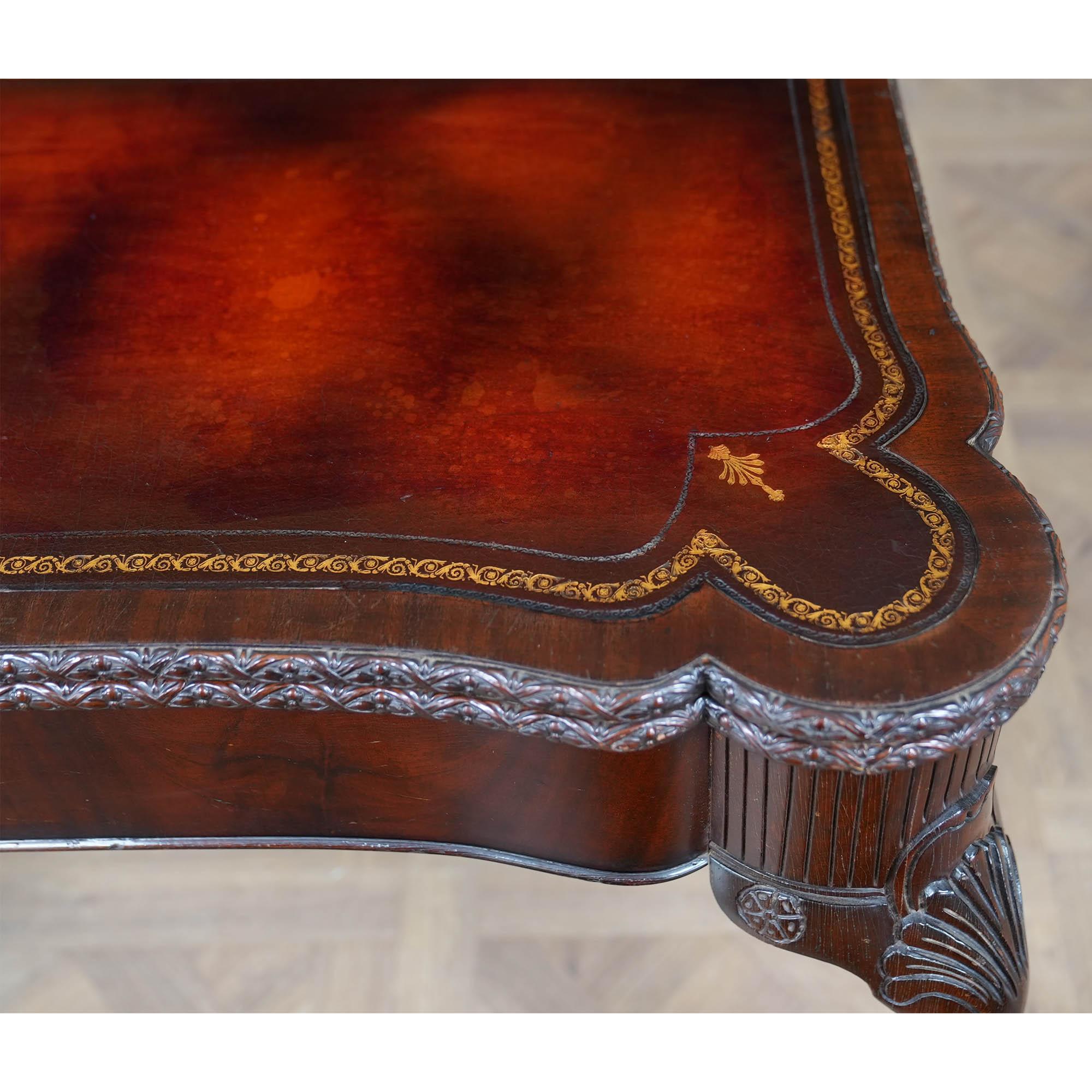 NVIN0574 Table de jeu à plateau en cuir vintage en vente 1