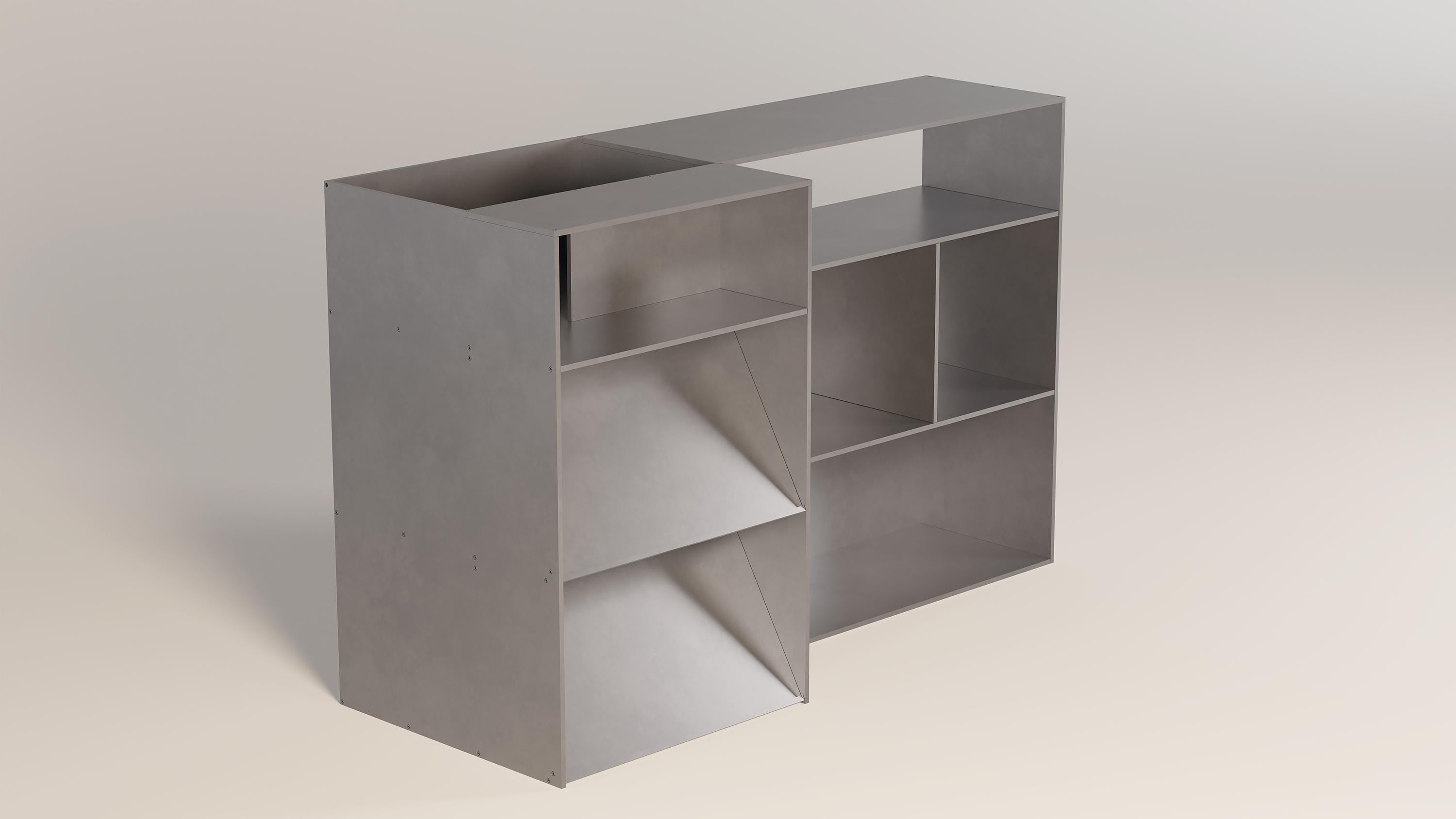 American NW Corner Shelf in Waxed Aluminum Plate by Jonathan Nesci For Sale