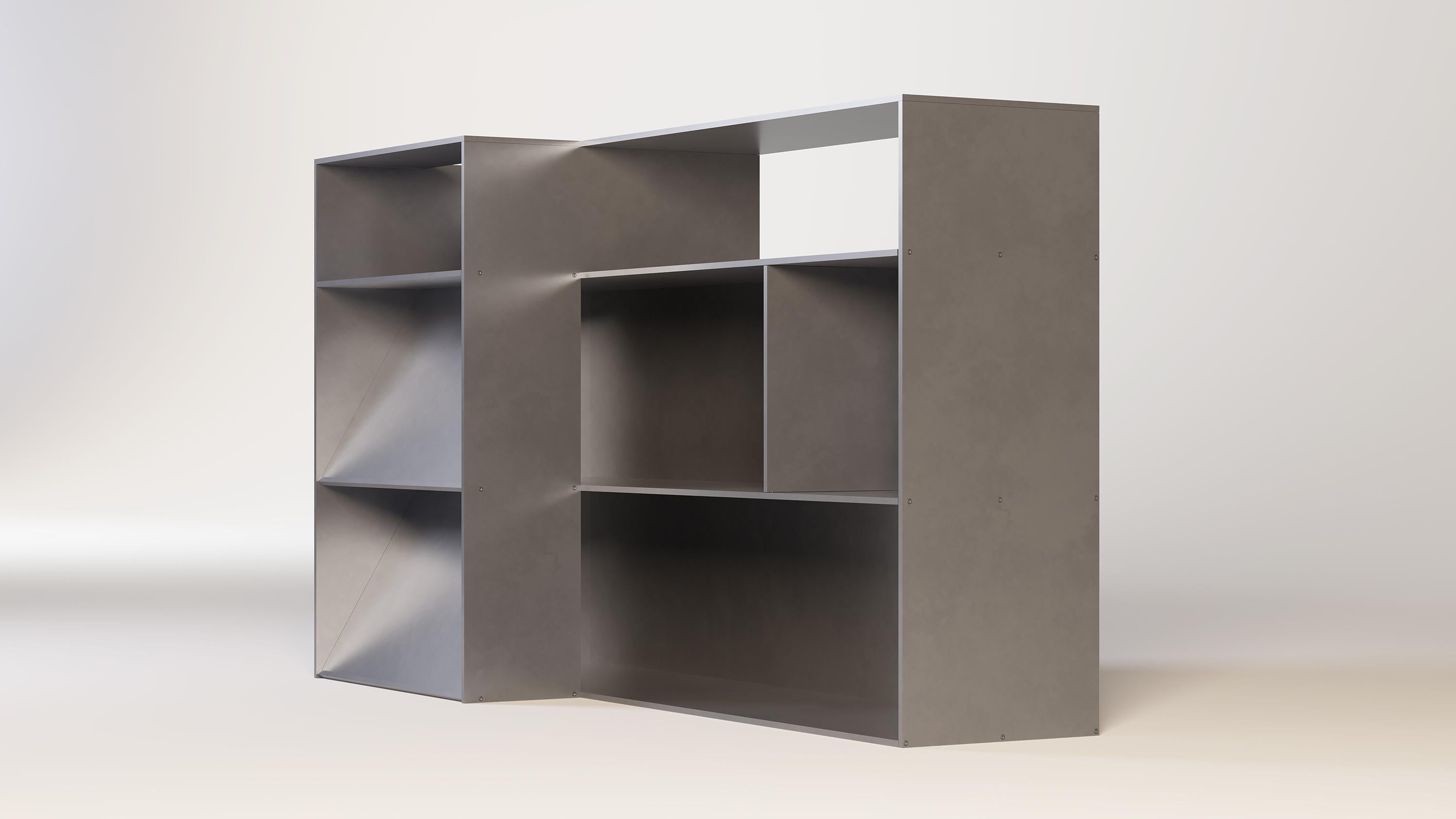 Other NW Corner Shelf in Waxed Aluminum Plate by Jonathan Nesci For Sale