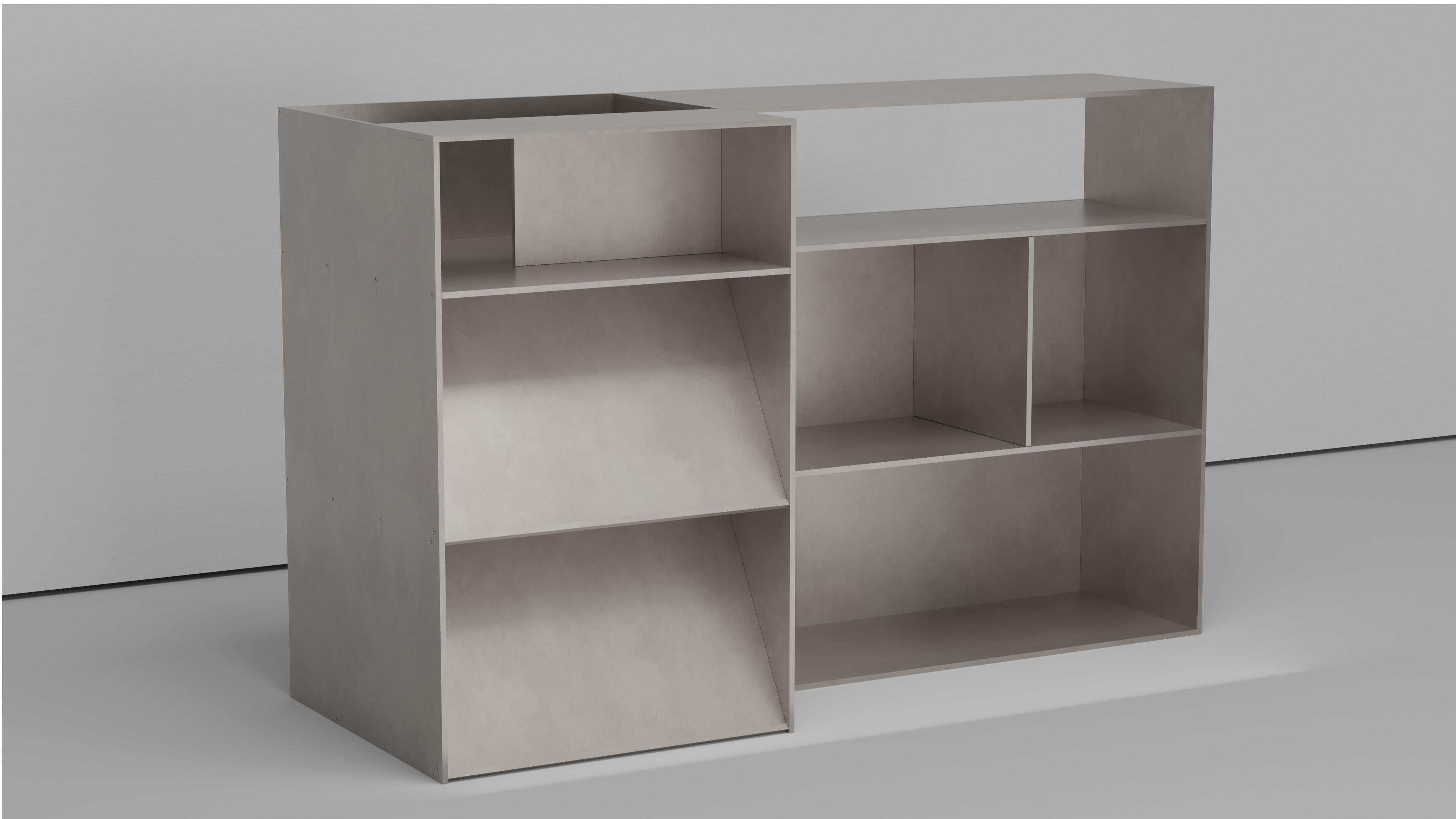 Contemporary NW Corner Shelf in Waxed Aluminum Plate by Jonathan Nesci For Sale