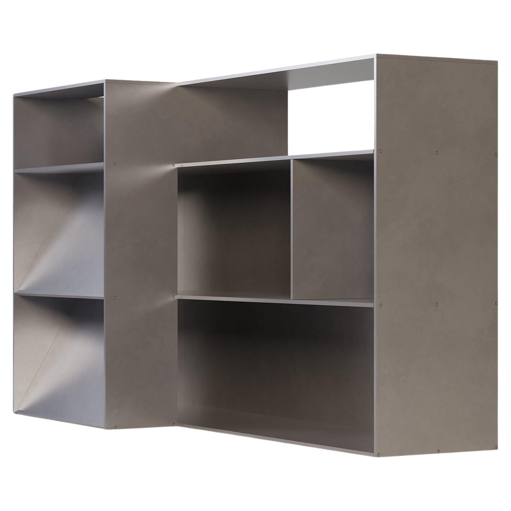 NW Corner Shelf in Waxed Aluminum Plate by Jonathan Nesci For Sale