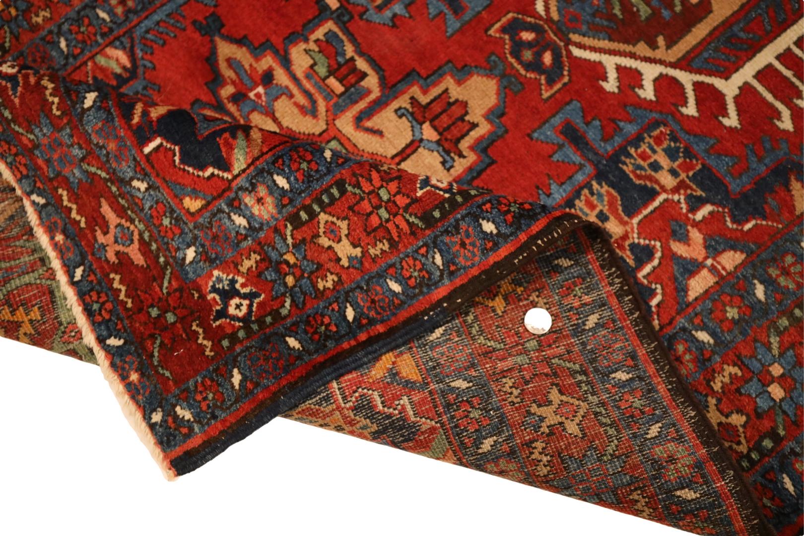 N.W. Persischer halb antiker Teppich, rot-beige, Meeresgrün, 3'2