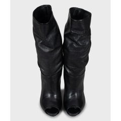 NWOB Alexander McQueen Black Leather Open-Toe Boots Sz.37 Pre-owned