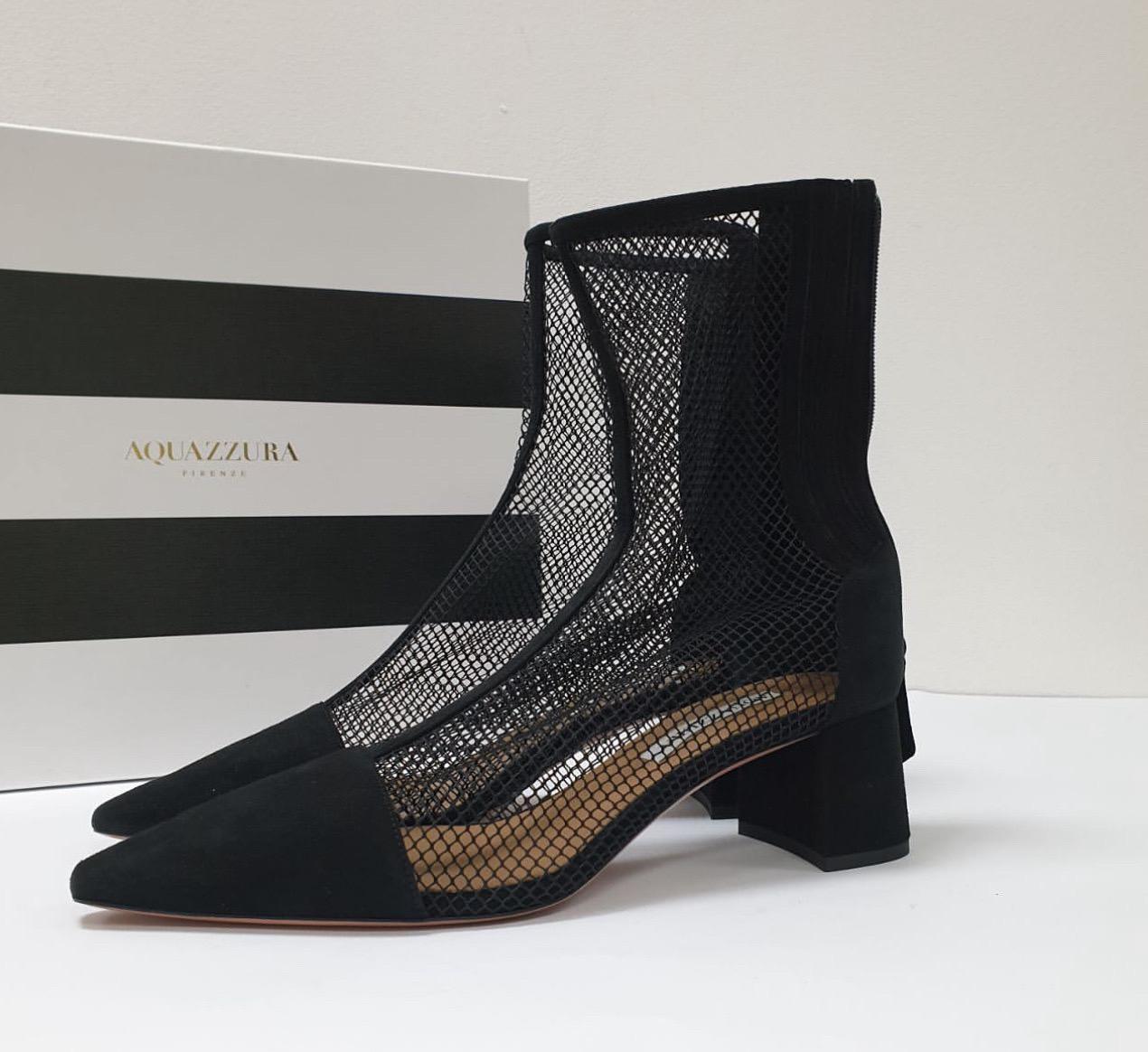 NWOB Aquazzura Botines de malla negra - Talla 41 Negro en venta