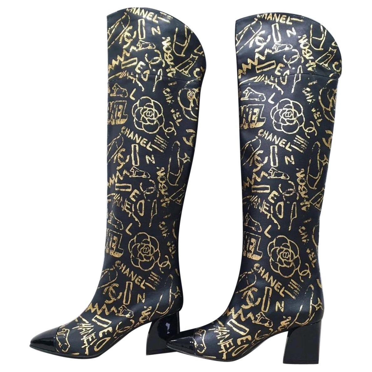 NWOB Chanel 2019 París-Nueva York Graffiti Botas Sz. 41