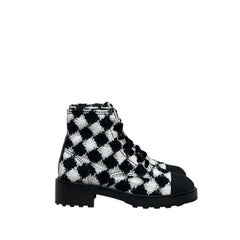 NWOB Chanel Grosgrain Tweed Combat Boots - Sz 41