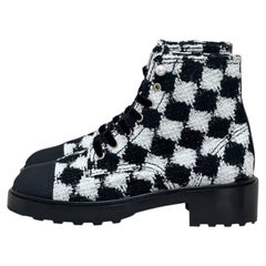 NWOB Chanel Grosgrain Tweed Combat Boots - Sz 41
