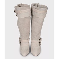 NWOB Christian Louboutin Gray Suede Python Boots Sz 40