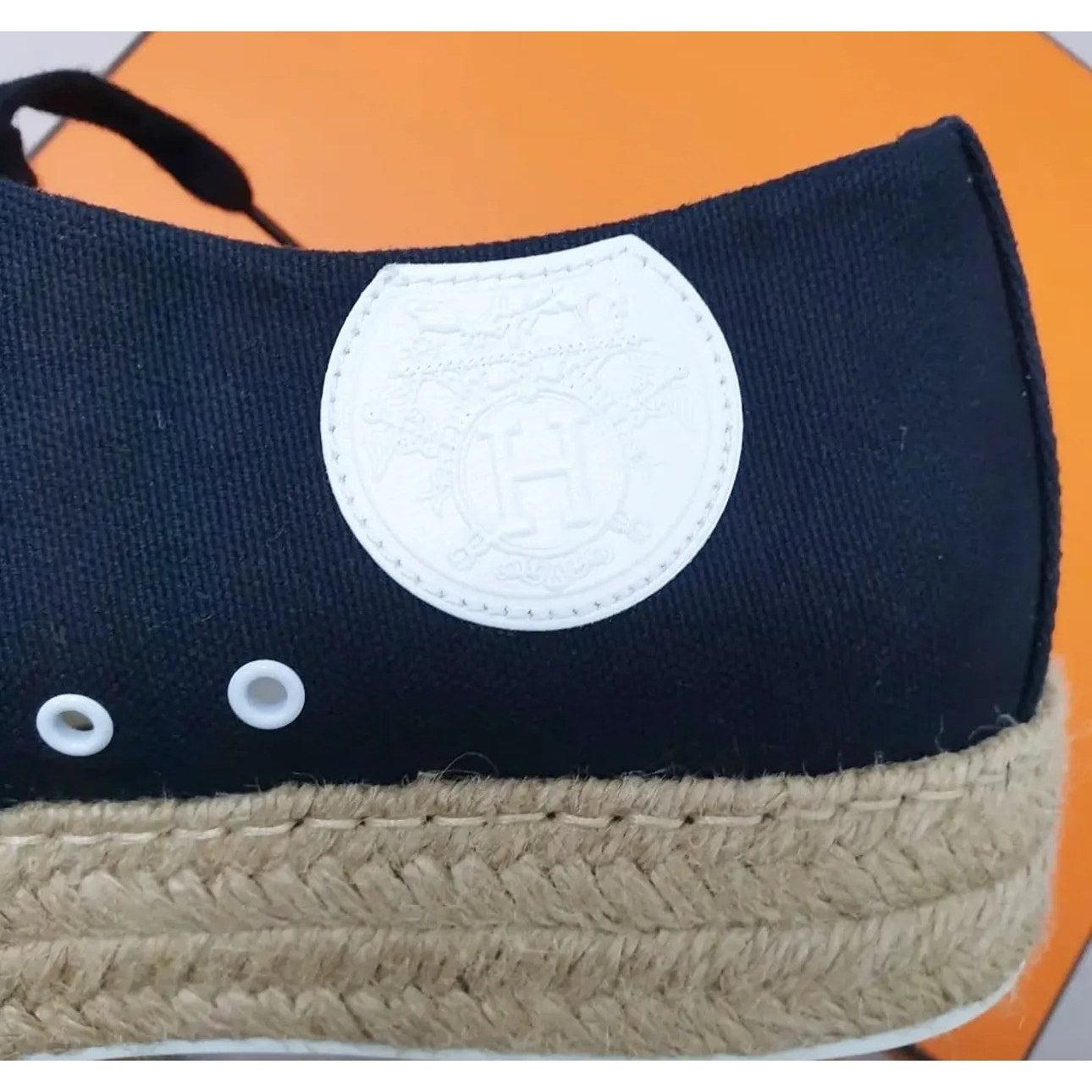 NWOB HERMES  Marineblaue Low-cut Sneakers Espadrilles Sz.39 (Schwarz) im Angebot