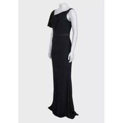 NWOT Alexander McQueen Black Asymmetric Maxi Dress Sz.42