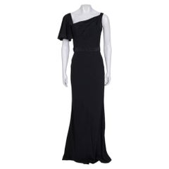 NWOT Alexander McQueen Black Asymmetric Maxi Dress Sz.42