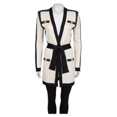 NWOT Balmain White Long Cardigan with Belt - EU36/S