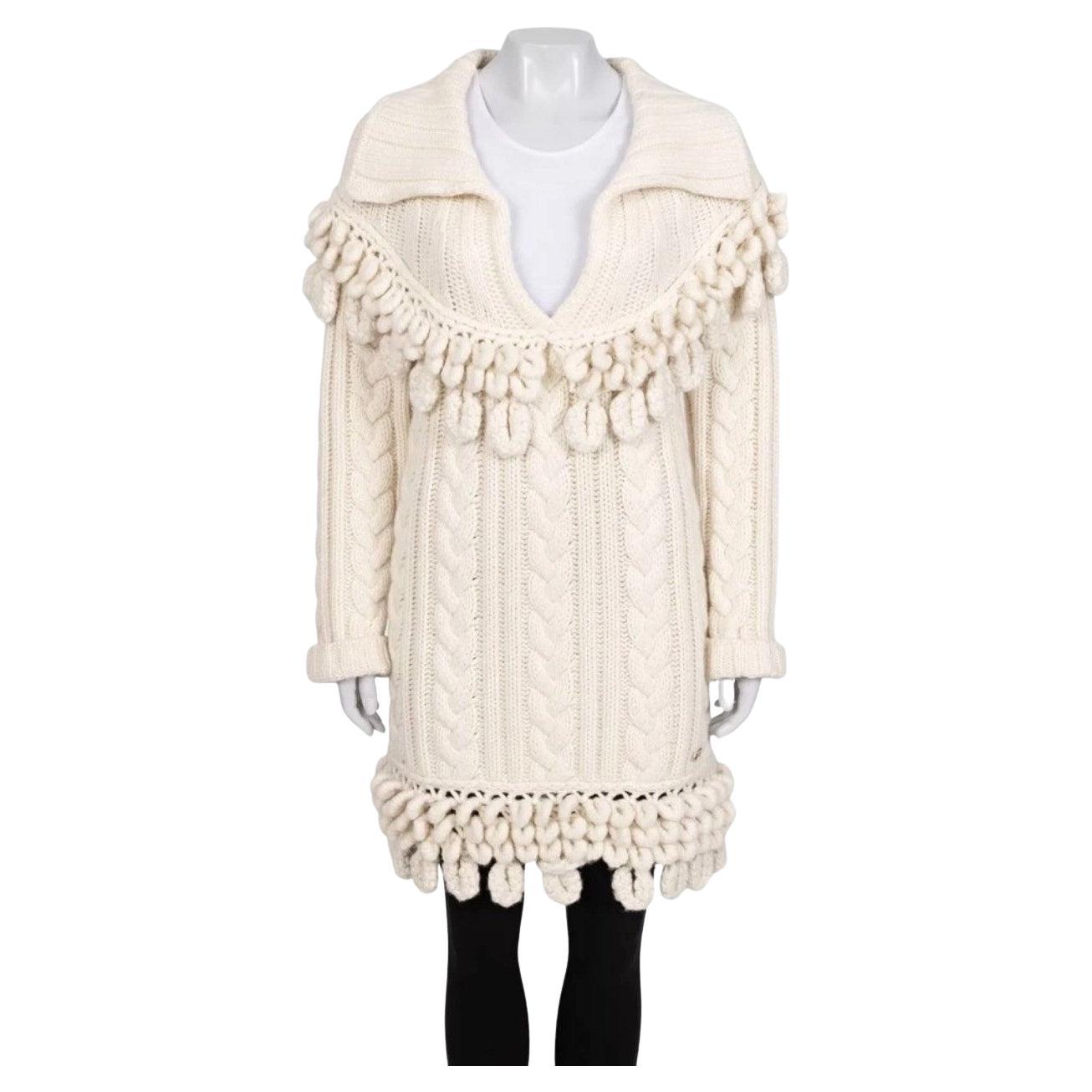 NWOT Chanel 2009 White Cashmere Knit Dress Sz.36