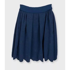 Chanel Blue Textured Knit Skirt Circa 2023 Fitted Pull-On Style FR 36