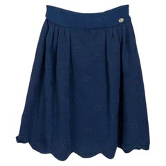 Chanel Blue Textured Knit Skirt Circa 2023 Fitted Pull-On Style FR 36
