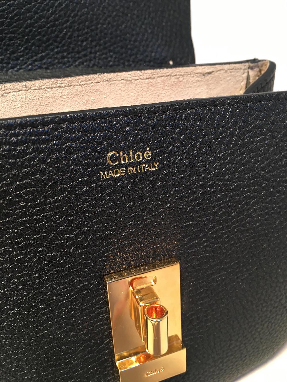 Women's NWOT Chloe Mini Drew Black Leather Saddle Bag For Sale