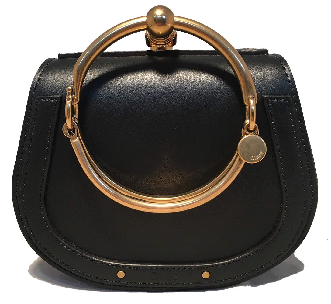 NWOT Chloe Nile Small Black Leather Bracelet Bag In New Condition In Philadelphia, PA