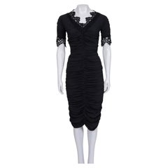 NWOT Dolce & Gabbana Schwarzes, drapiertes Spitzenkleid – Größe S