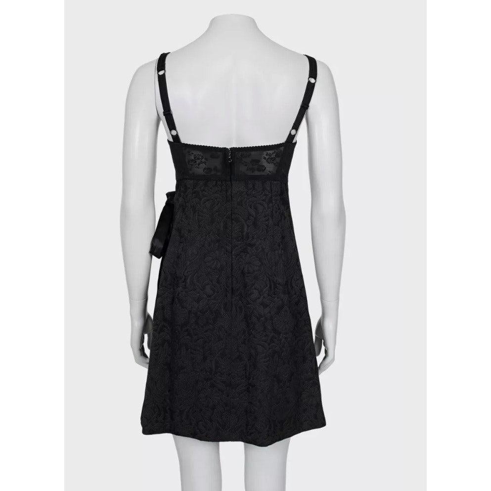 NWOT Dolce & Gabbana Robe Corset en Jacquard Noir - Taille S (IT40) Pour femmes en vente