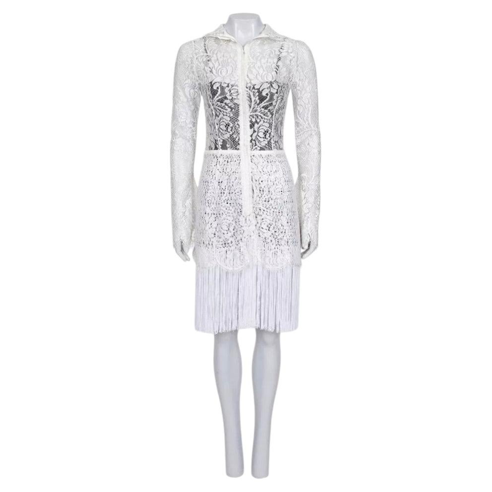 NWOT Dolce & Gabbana White Lace High Collar Dress IT40 S
