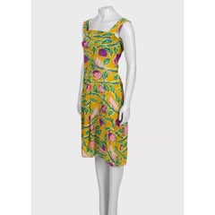 NWOT Dolce & Gabbana Yellow Silk Printed Dress - Size S