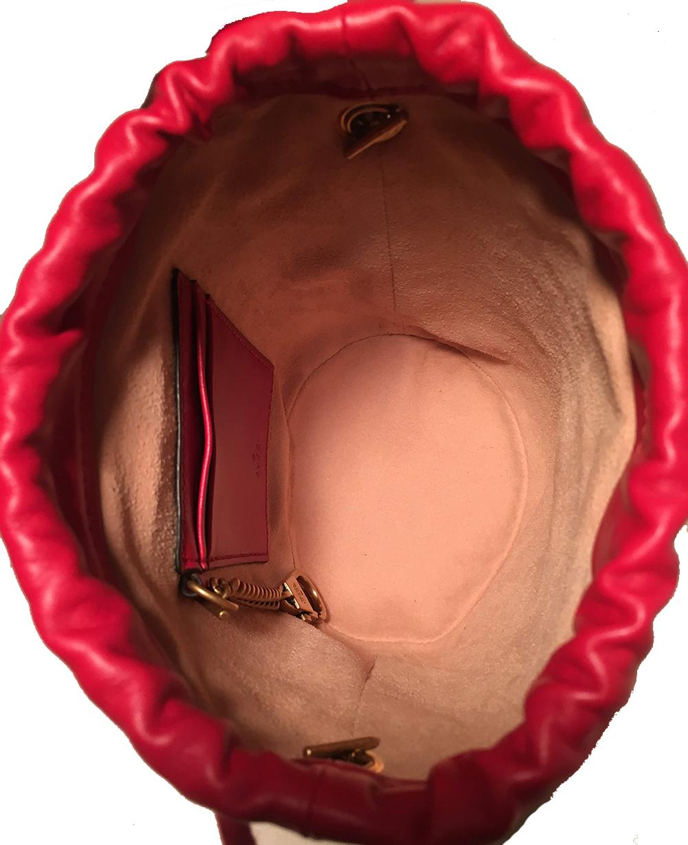 NWOT Gucci Marmont Mini Quilted Red Leather Bucket Bag 2