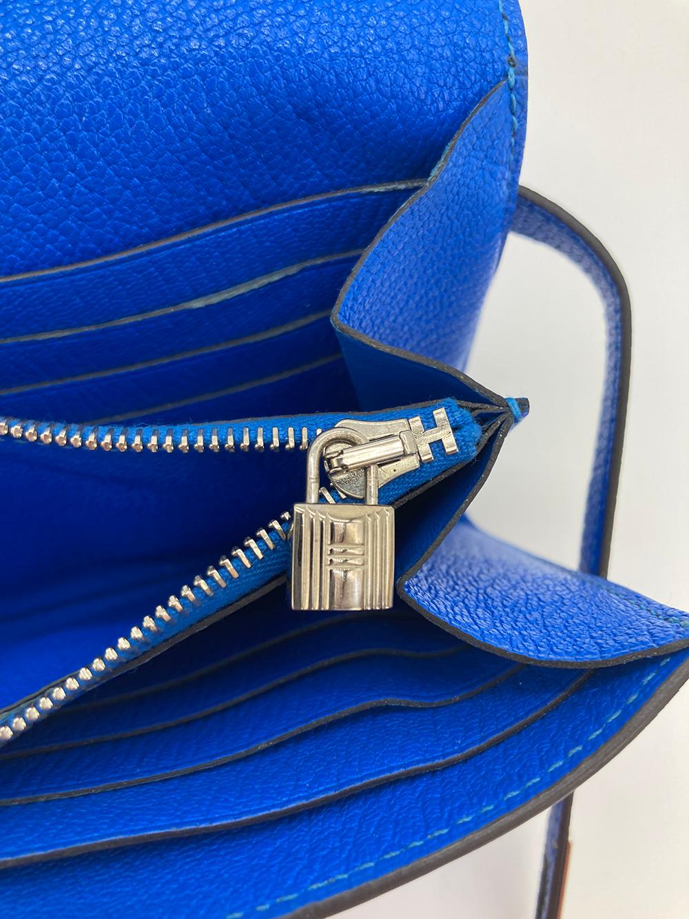 Hermès - Portefeuille Kelly Classic Mysore Bleu Electrique, neuf sans étiquette  en vente 8