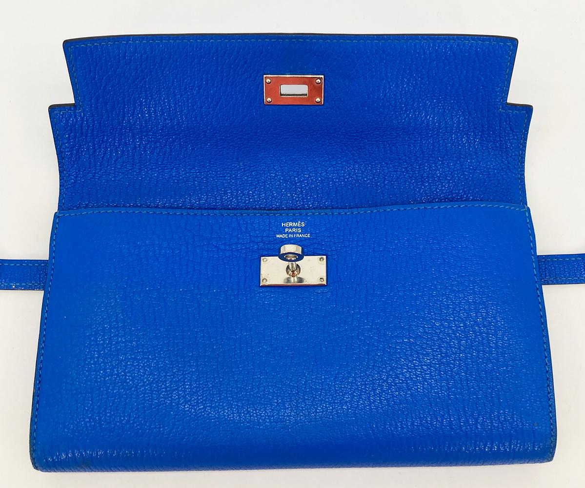 Hermès - Portefeuille Kelly Classic Mysore Bleu Electrique, neuf sans étiquette  en vente 3