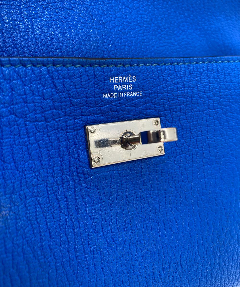 NWOT Hermes Kelly Classic Wallet Mysore Bleu Electrique  1