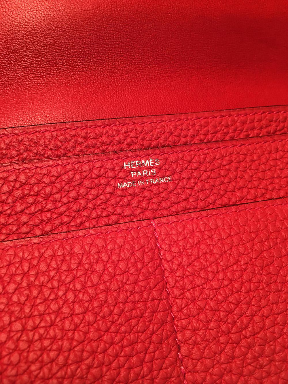 NWOT Hermes Red Togo Dogon Duo Wallet 1