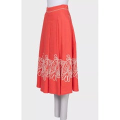 NWOT Loro Piana Red Linen Embroidered Skirt - Sz S IT40