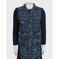 NWOT Louis Vuitton Blue Tweed Skirt Suit Set - Jacket & Skirt FR 38