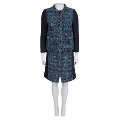 NWOT Louis Vuitton Blue Tweed Skirt Suit Set - Jacket & Skirt FR 38