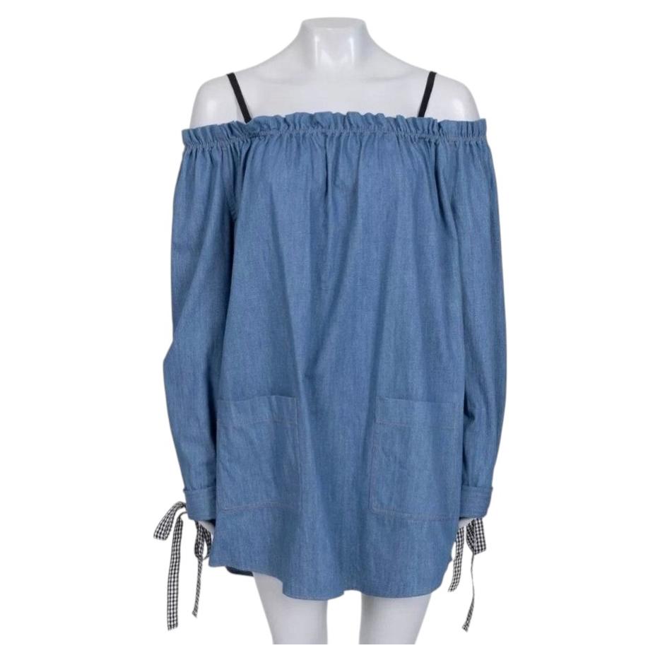 NWOT Miu Miu Blue Loose-Fit Cotton Button-Back Dress Sz44/ L