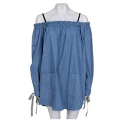 NWOT Miu Miu Blue Loose-Fit Cotton Button-Back Dress Sz44/ L
