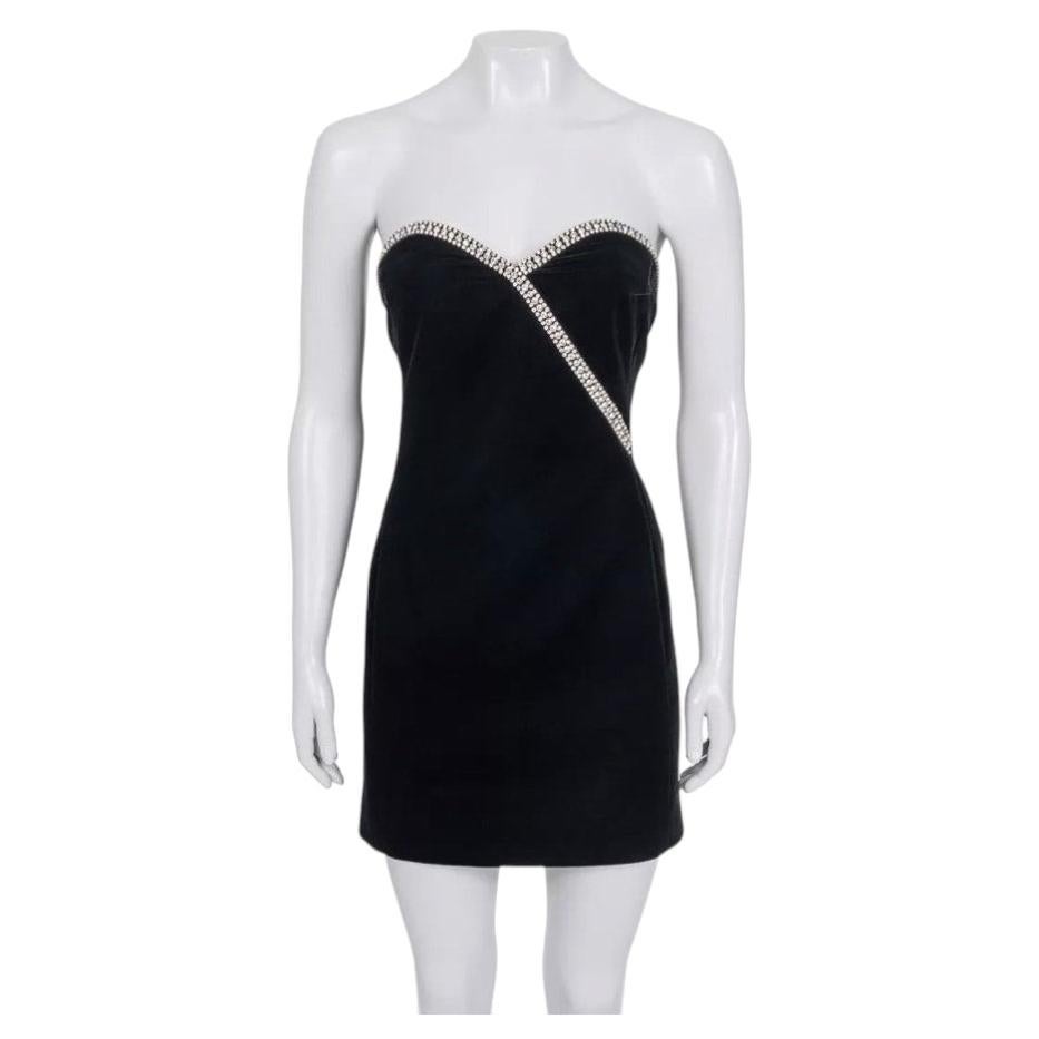 NWOT Saint Laurent Vestito nero impreziosito da cristalli Sz.34XS in vendita