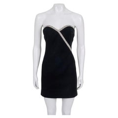 NWOT Saint Laurent Black Crystal Embellished Dress Sz.34XS