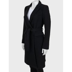 NWOT Saint Laurent Black Wool & Angora Belted Coat - Size L (FR40)
