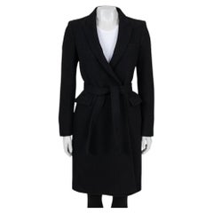 NWOT Saint Laurent Black Wool & Angora Belted Coat - Size L (FR40)