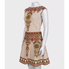 NWOT Valentino Beige Printed Fitted Dress Sz M