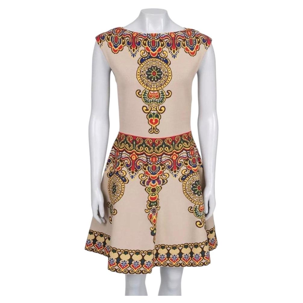 NWOT Valentino Beige Printed Fitted Dress Sz M