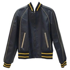 NWOT Valentino Blouson bombardier en cuir noir papillon