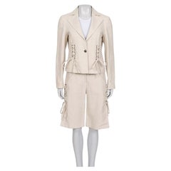 NWOT Valentino Roma Beige Cotton-Linen Shorts & Jacket Set Sz.40