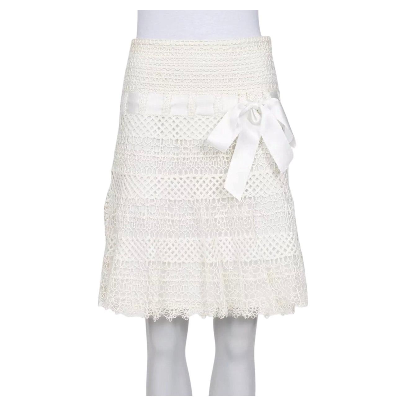 NWOT Jupe en dentelle blanche Valentino, taille S