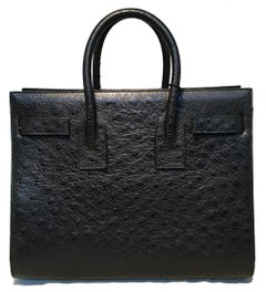 NWOT YSL Yves Saint Laurent Black Ostrich Small Sac Du Jour Handbag