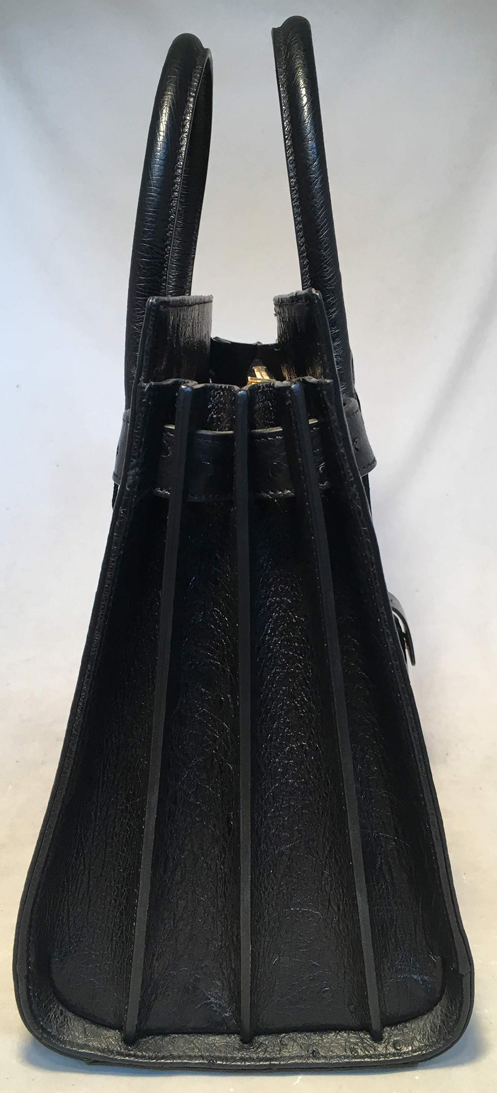 NWOT YSL Yves Saint Laurent Black Ostrich Small Sac Du Jour Handbag  In New Condition For Sale In Philadelphia, PA