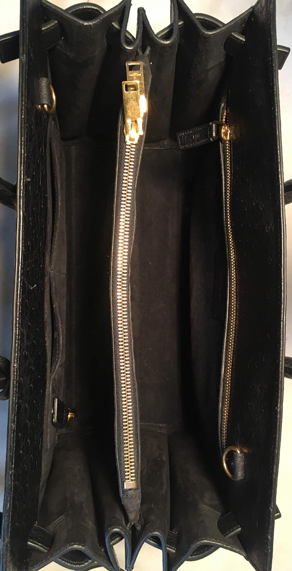 NWOT YSL Yves Saint Laurent Black Ostrich Small Sac Du Jour Handbag For Sale 1